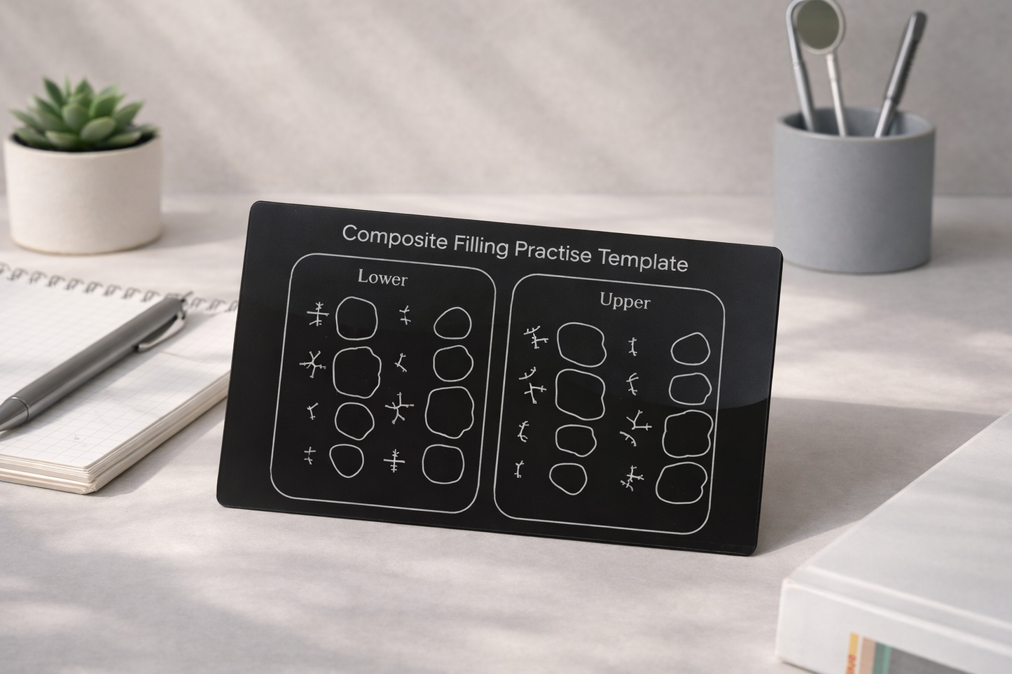 Composite Resin Filling Practice Boards: Anatomical Models for Study and Skill Development in Three Sizes.