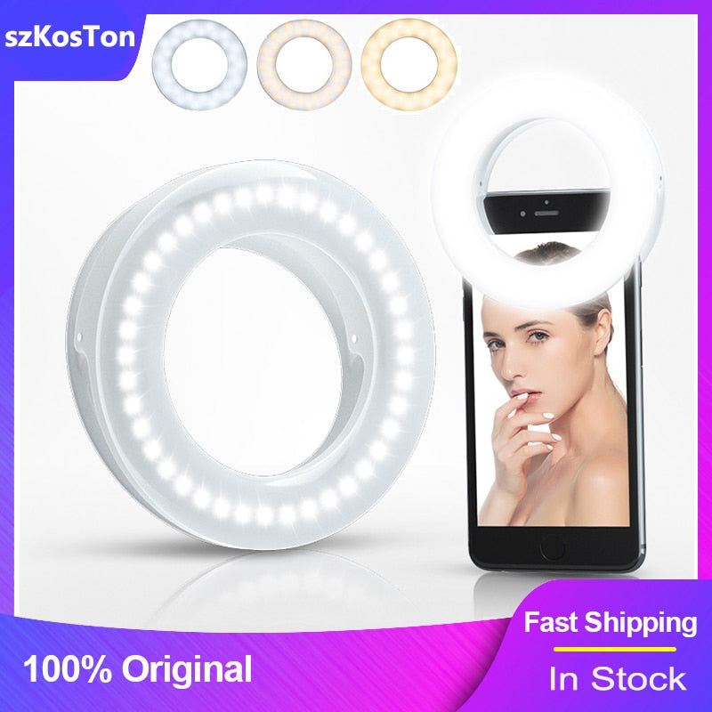 USB Charge Led Selfie Ring Light Mobile Phone Lens LED Selfie Lamp Ring for iPhone Samsung Xiaomi Phone Tablet Selfie Light