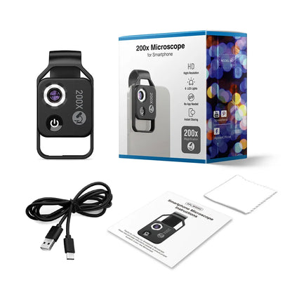 200X Magnification Microscope lens withCPL Mobile LED Light