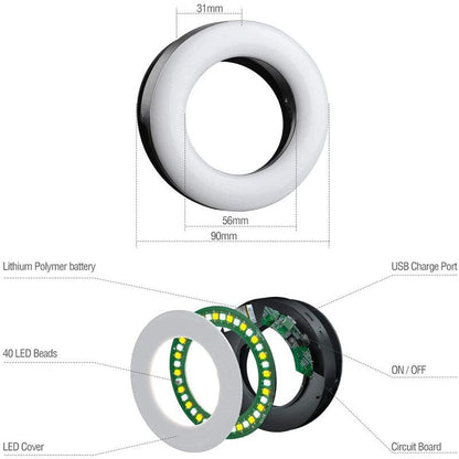 USB Charge Led Selfie Ring Light Mobile Phone Lens LED Selfie Lamp Ring for iPhone Samsung Xiaomi  Phone Tablet Selfie Light