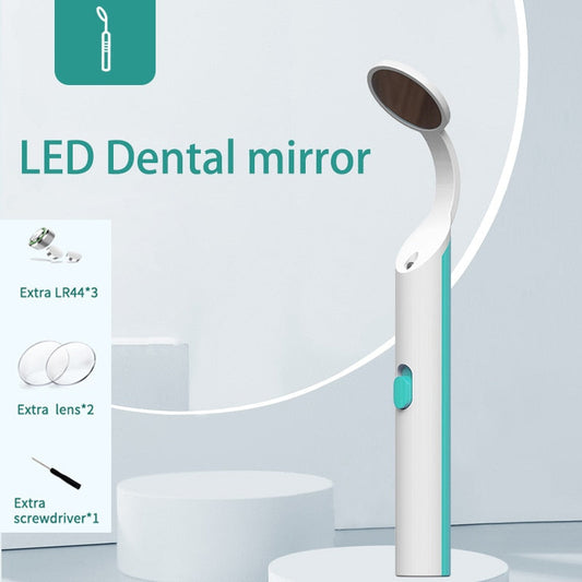 Dental Mouth Mirror With LED Light Instrument, Reusable with Anti-fog Care.